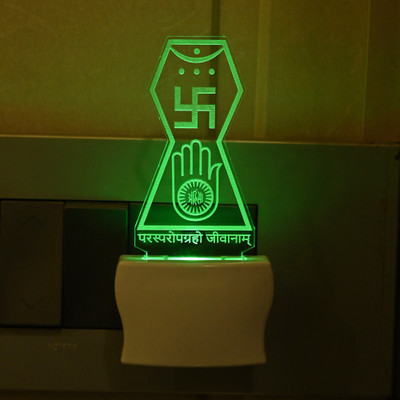 AFAST 3D Illusion Effect Jain Mantra Multi Colour LED Night Lamp Night Lamp(10 cm, Multicolor)