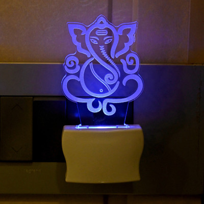 AFAST 3D Illusion Effect Sitting Ganesha Multi Colour LED Night Lamp Night Lamp(10 cm, Multicolor)
