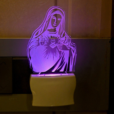 AFAST 3D Illusion Mother Mary Multi Colour LED Night Lamp Night Lamp(10 cm, Multicolor)