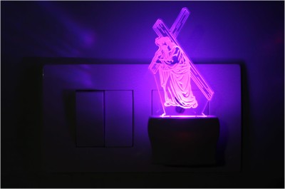 AFAST 3D Illusion Jesus With Holy Cross LED Night Lamp_VX455 Night Lamp(10 cm, White)