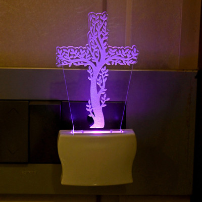 Somil 3D Illusion Cross Multi Colour LED Night Lamp Night Lamp(10 cm, Multicolor)