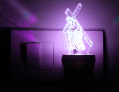 AFAST 3D Illusion Holy Cross With Lord Jesus Night Lamp Night Lamp(10 cm, White)