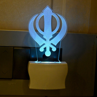 AFAST 3D Illusion Sikhism Khanda Multi Colour LED Night Lamp Night Lamp(10 cm, White)
