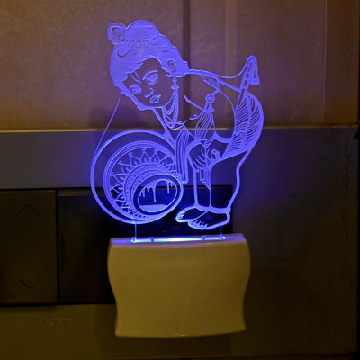Somil 3D Illusion Effect Makanchor Krishna Multi Colour LED Night Lamp Night Lamp(10 cm, Multicolor)