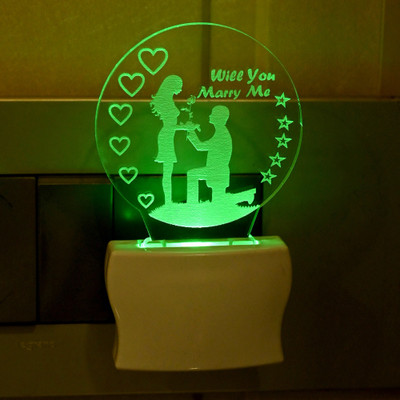 Somil 3D Illusion Effect Will You Marry Me Couple Multi Colour LED Night Lamp Night Lamp(10 cm, Multicolor)