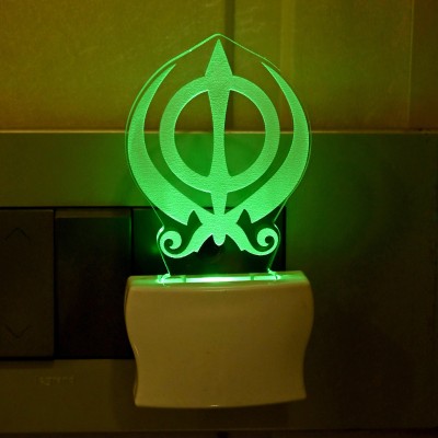 AFAST 3D Illusion Effect Sikh Khanda Multi Colour LED Night Lamp Night Lamp(10 cm, Multicolor)