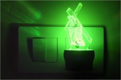 AFAST 3D Illusion Holy Jesus With Cross LED Night Lamp Night Lamp(10 cm, White)