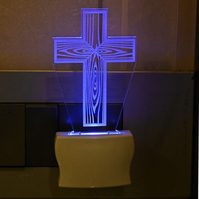 AFAST 3D Illusion The Cross Multi Colour LED Night Lamp Night Lamp(10 cm, White)
