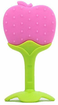 GREST Silicone Fruit Shape Teething Soft Sensory Teether / Pacifier For Baby ( Apple ) Teether(Pink)