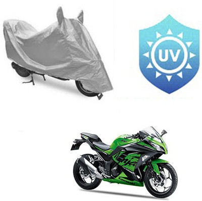 SRENTERPRISES Waterproof Two Wheeler Cover for Kawasaki(Ninja 300, Silver)