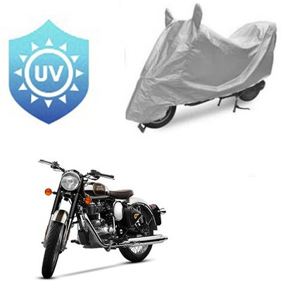 SRENTERPRISES Two Wheeler Cover for Royal Enfield(Classic Chrome, Silver)