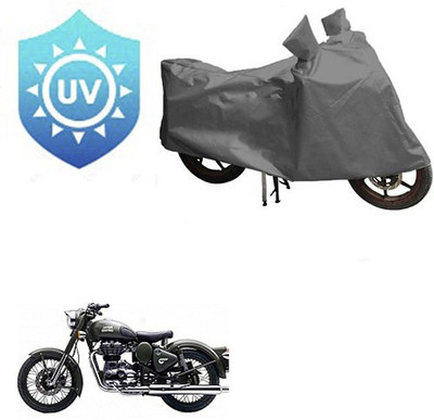 RPSENTTERPR Waterproof Two Wheeler Cover for Royal Enfield(Battle Green, Grey)