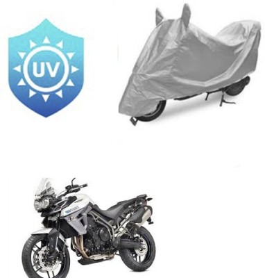 SRENTERPRISES Two Wheeler Cover for Triumph(Tiger 800 XR, Silver)