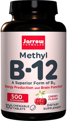Jarrow Formulas Methyl B-12, Cherry Flavor, 500 mcg 100 no.s Vitamins Softgel(100 No)