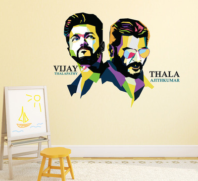 Wallzone 70 cm Thala & Thalapathy Removable Sticker(Pack of 1)
