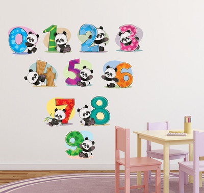 Wollzo 70 cm Funny panda with numbers Removable Sticker(Pack of 1)
