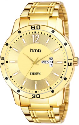 HMTI HM-1056 Gold Original Gold Plated Day And Date Functioning Analog Watch  - For Men