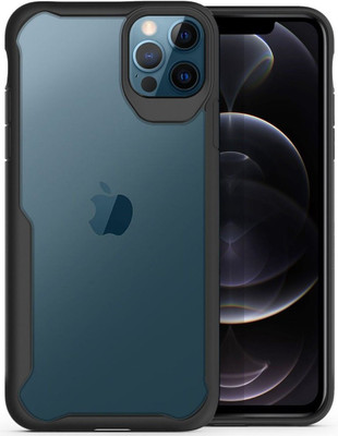 Phone Back Cover Back Cover for Apple iPhone 12 Pro Max(Transparent, Black, Grip Case, Pack of: 1)