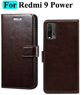 Mashgul Flip Cover for Redmi 9 Power(Brown, Shock Proof, Pack of: 1)