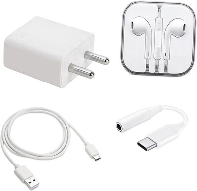 DAKRON Wall Charger Accessory Combo for Realme 7i(White)