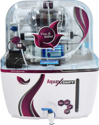 Aquagrand Red Model purify Mineral Ro + Uv + Uf + Tds + Alkaline Filter12 L 12 L RO + UV + UF + TDS Water Purifier (White)