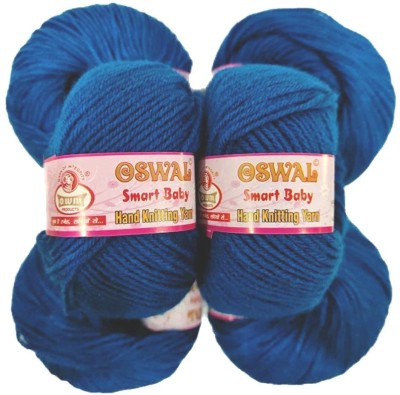 Oswal wool Smart Baby Wool Hand Knitting Soft Fingering Crochet Hook Colour 6pcs (150gms) 25gm Each Ball Shade no.38 Dark Blue