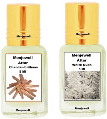 Menjewell Pack of 2PC Attar (Chandan-E-Khaas 5ML,White Oudh 5ML)Natural Itra/Attar/ Perfume Floral Attar(Sandalwood, Oud (agarwood))