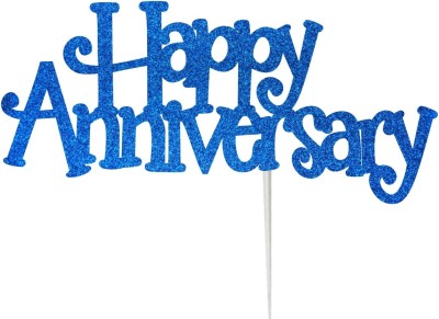 Festiko Happy Anniversary Cake Topper(Dark Blue Pack of 1)