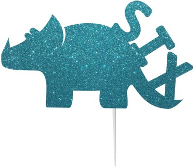 Festiko Dinosaur Six Cake Topper(Light Blue Pack of 1)