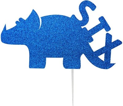 Festiko Dinosaur Six Cake Topper(Dark Blue Pack of 1)