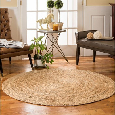 Suryans Beige Jute Area Rug(2 ft,  X 2 ft, Circle)