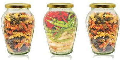 PINJAS Glass Grocery Container  - 1000 ml(Pack of 6, Clear)