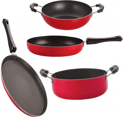 NIRLON FT12_FP12_KD11_CS24 Non-Stick Coated Cookware Set(PTFE (Non-stick), Aluminium, 4 - Piece)