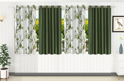 Ville Style 152 cm (5 ft) Polyester Room Darkening Window Curtain (Pack Of 4)(Floral, Green)