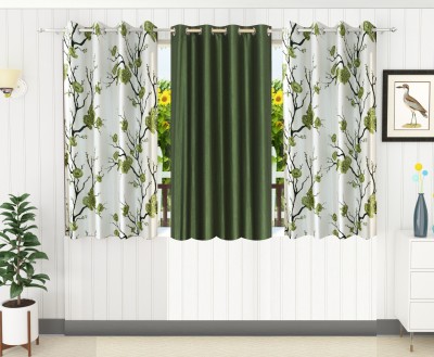 Flipkart SmartBuy 152 cm (5 ft) Polyester Room Darkening Window Curtain (Pack Of 3)(Floral, Green)