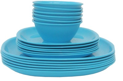 Incrizma Pack of 18 PP (Polypropylene) Dinner Set(Blue, Microwave Safe)