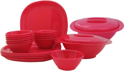 Incrizma Pack of 22 PP (Polypropylene) Dinner Set(Red, Microwave Safe)