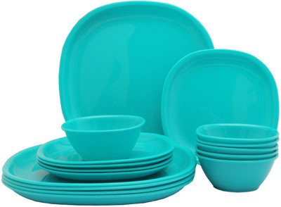 Incrizma Pack of 18 PP (Polypropylene) Dinner Set(Green, Microwave Safe)