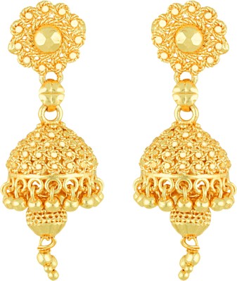 MEENAZ Traditional South Screw Back 1 one gram gold wedding bridal Stylish fancy party wear Ethnic Indian Temple jewellery Studs Big Meenakari Flower Antique Jhumkas Jhumka Earrings/ Earings / Ear rings for girls women Golden Micro Antique -GOLD JHUMKI-ME120 Brass, Copper, Metal, Alloy Jhumki Earrin