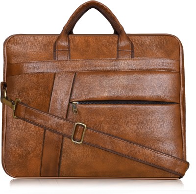 LOREM BG04 Tan Color Briefcase Laptop Bag Cross Body Office Business Professional Bag for Men & Women Waterproof Messenger Bag(Tan, 12 L)