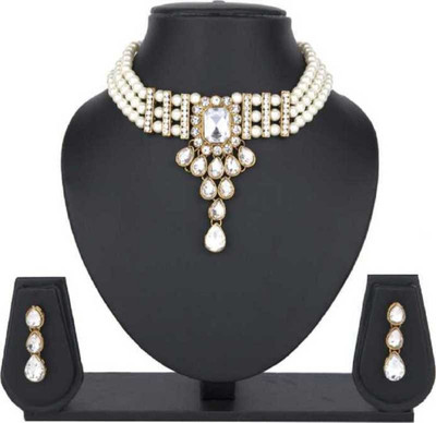 jatin imitation Metal Copper White Jewellery Set(Pack of 1)