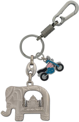 HANDSOME ISK High quality both side lord Ganesh face tajmahal with beautiful bike and Locking Hook Full Metal. Key Chain