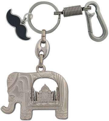 HANDSOME ISK High quality both side lord Ganesh face tajmahal with beautiful Mustache and Locking Hook Full Metal. Key Chain