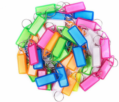 WHITE POPCORN Multipurpose name TAG Key Chain (Pack of 50)with Keyring Label Key Chain Key Chain