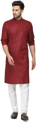 NANCY ENTERPRISE Men Solid Straight Kurta(Maroon)