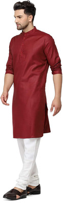 Vibhuti Men Solid Straight Kurta(Maroon)