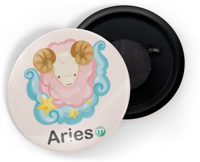 dhcrafts Pink color Cute Zodiac Sign Aries D3 Pack of 1 Fridge Magnet Pack of 1(Pink)