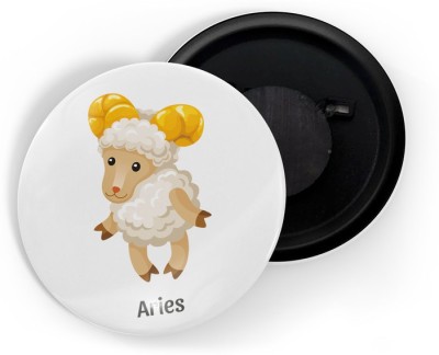 dhcrafts White color Cute Zodiac Sign Aries D2 Pack of 1 Fridge Magnet Pack of 1(White)