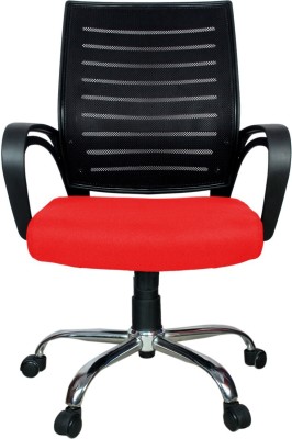 Rajpura Boom Medium Back Revolving Chair with Centre Tilt mechanism in Red Fabric and Black mesh/net back Fabric Office Executive Chair(Red, Black, DIY(Do-It-Yourself))