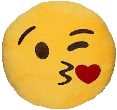 SS Impex Microfibre Smiley Cushion Pack of 1(Yellow)